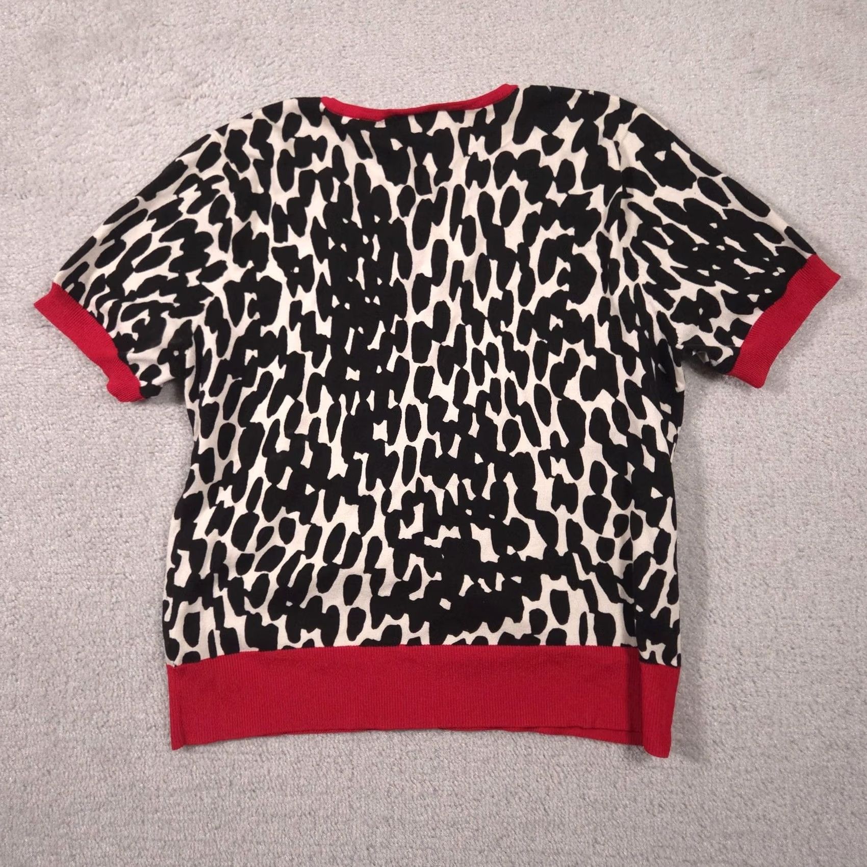 Vintage Peter Nygard Cardigan Sweater Womens M Black Leopard Crew Neck Short Sleeve Size M / US 6-8 / IT 42-44 - 8 Thumbnail