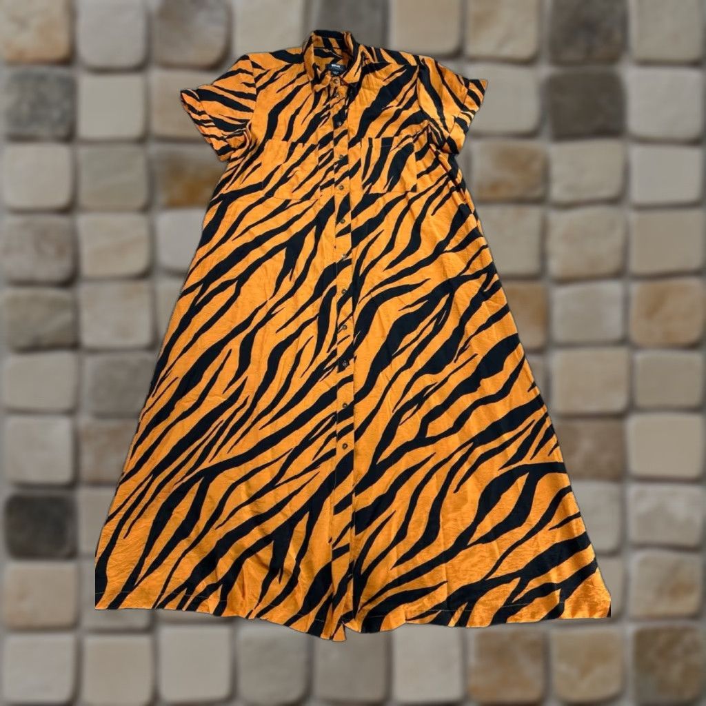 Maeve Shirt Dress Womens M Orange Black Button Up Dress Shirt Maeve Womens Medium Orange Black Button Up