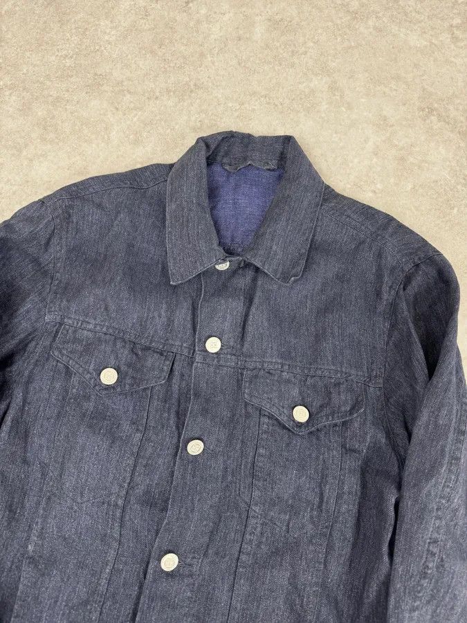 Givenchy 1990s Givenchy Navy Linen Trucker Jacket Size US M / EU 48-50 / 2 - 5 Thumbnail