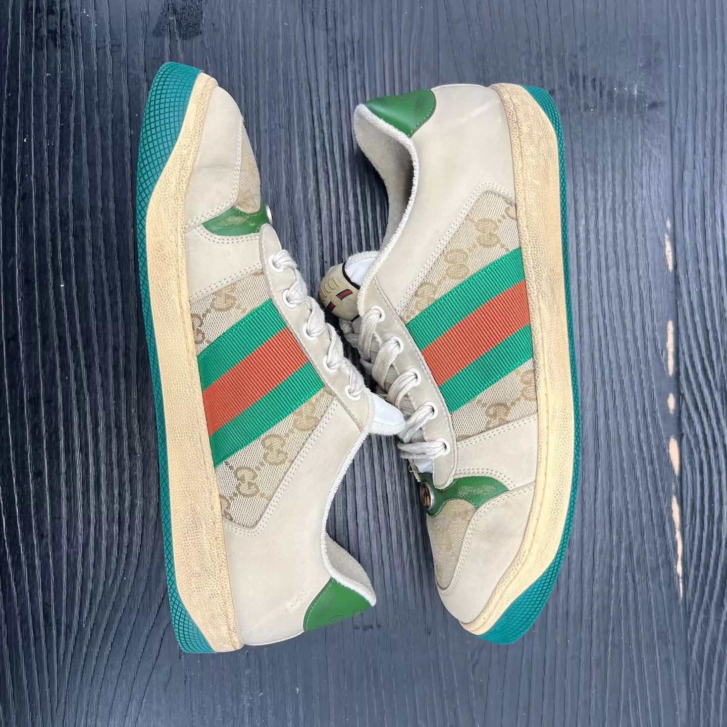 Gucci Gucci Dirty Sneaker Gray Green EU43.5 Like New Size US 10.5 / EU 43-44 - 2 Thumbnail