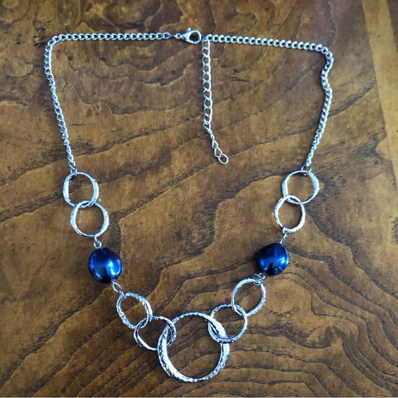 Jewelry Peacock blue simulated pearl necklace and earring set Size ONE SIZE - 11 Thumbnail