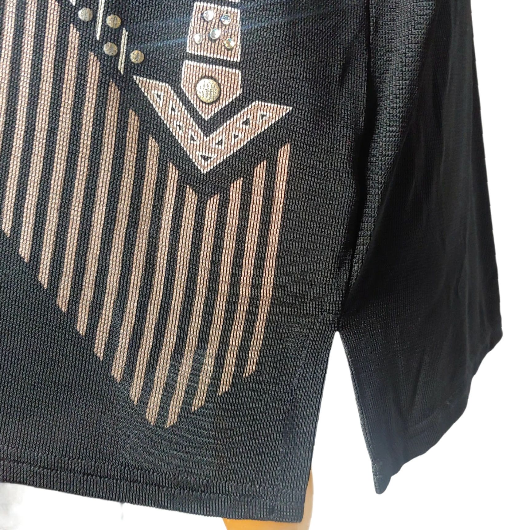 Vintage Defi Paris Shirt Large Long Sleeve Geometric Regency France Rhinestones Dakota Size L / US 10 / IT 46 - 6 Thumbnail