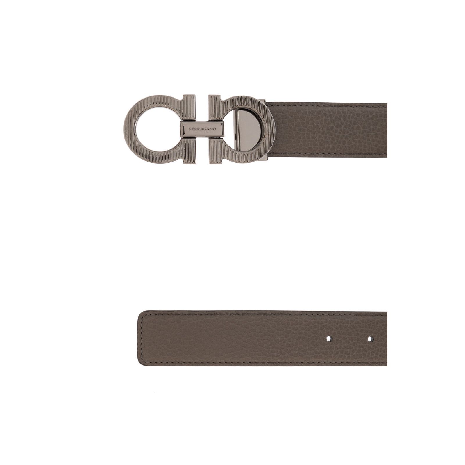 Salvatore Ferragamo FERRAGAMO Gray Double Adjustable Reversible Belt New & Authe Size ONE SIZE - 3 Thumbnail