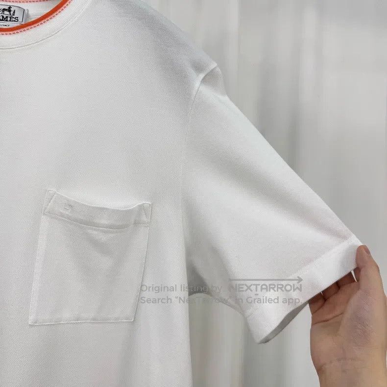 Hermes Hermes Orange Trim Embroidered Letter Short Sleeve Size US L / EU 52-54 / 3 - 4 Thumbnail