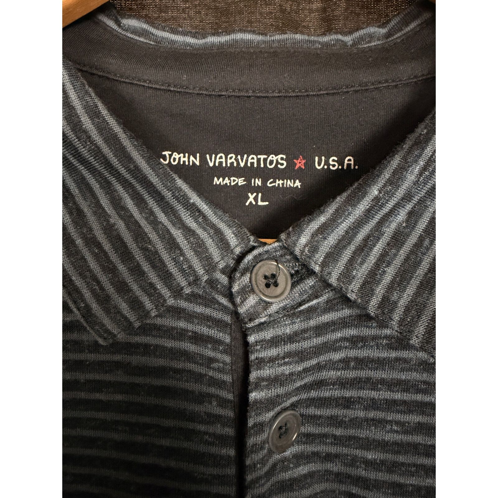 John Varvatos John Varvatos USA Blue Black Lightweight Linen Blend Polo XL Size US XL / EU 56 / 4 - 3 Thumbnail
