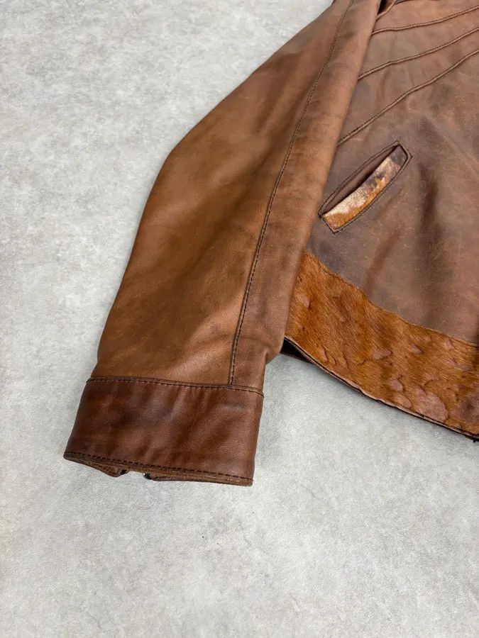 Vintage Artisanal Pony Hair Brown Leather Jacket Size US XS / EU 42 / 0 - 7 Thumbnail