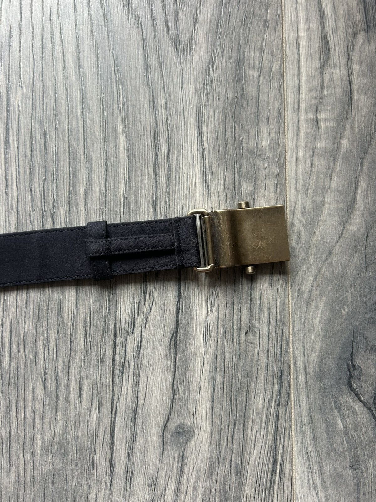 Prada Prada Navy Fabric Belt with Brass Buckle Size ONE SIZE - 2 Thumbnail