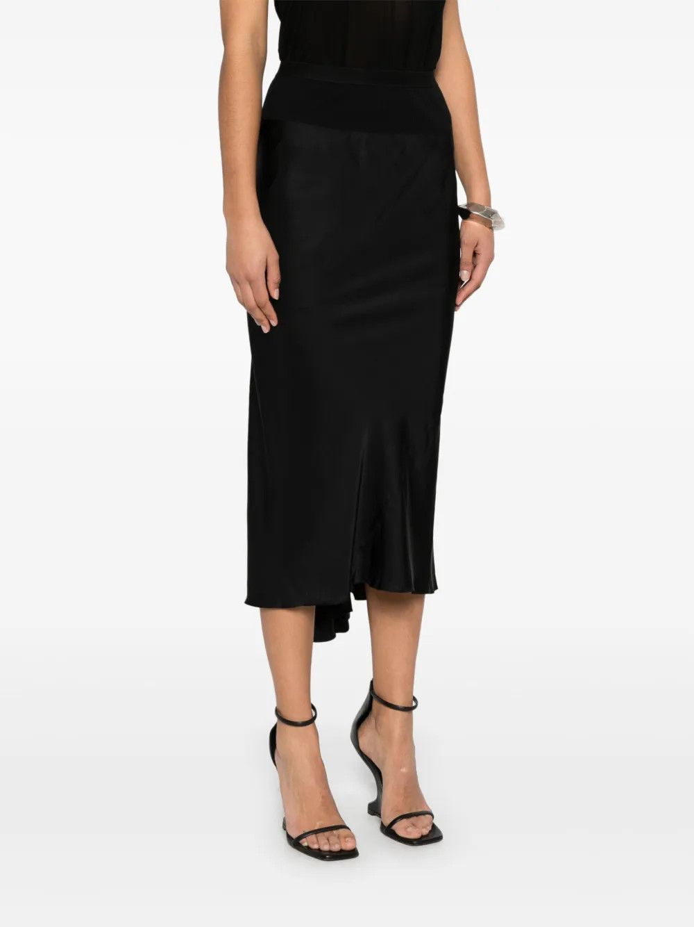 Rick Owens o1y0126 Midi Skirt in Black Size 28" / US 6 / IT 42 - 2 Thumbnail