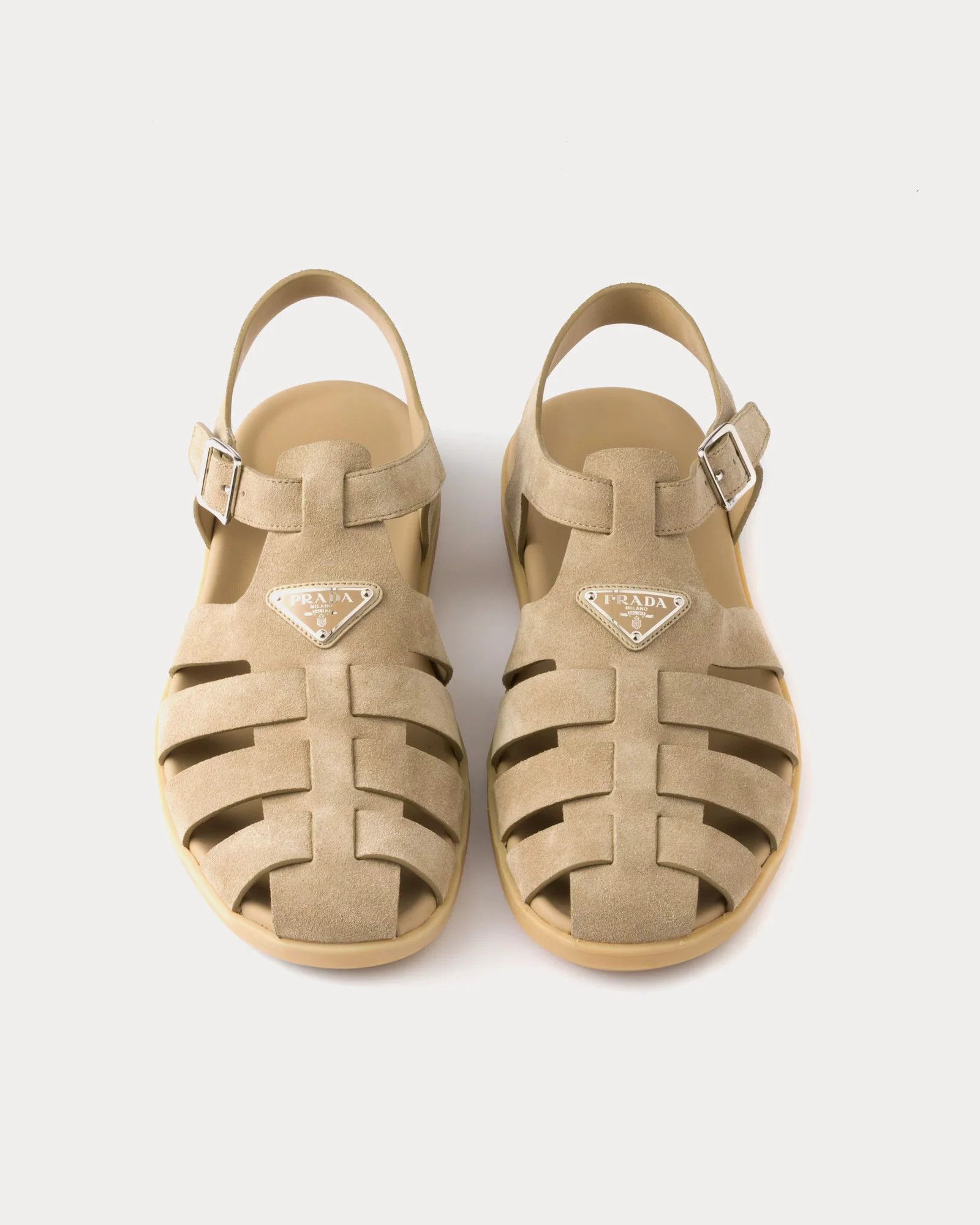 Prada o1mt1gz0526 Fisherman Suede Desert Sandals in Beige Size US 11 / EU 44 - 2 Thumbnail