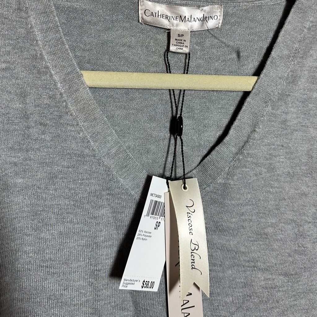 Other Catherine Malandrino Heather Gray V-neck Sweater Size S / US 4 / IT 40 - 2 Thumbnail