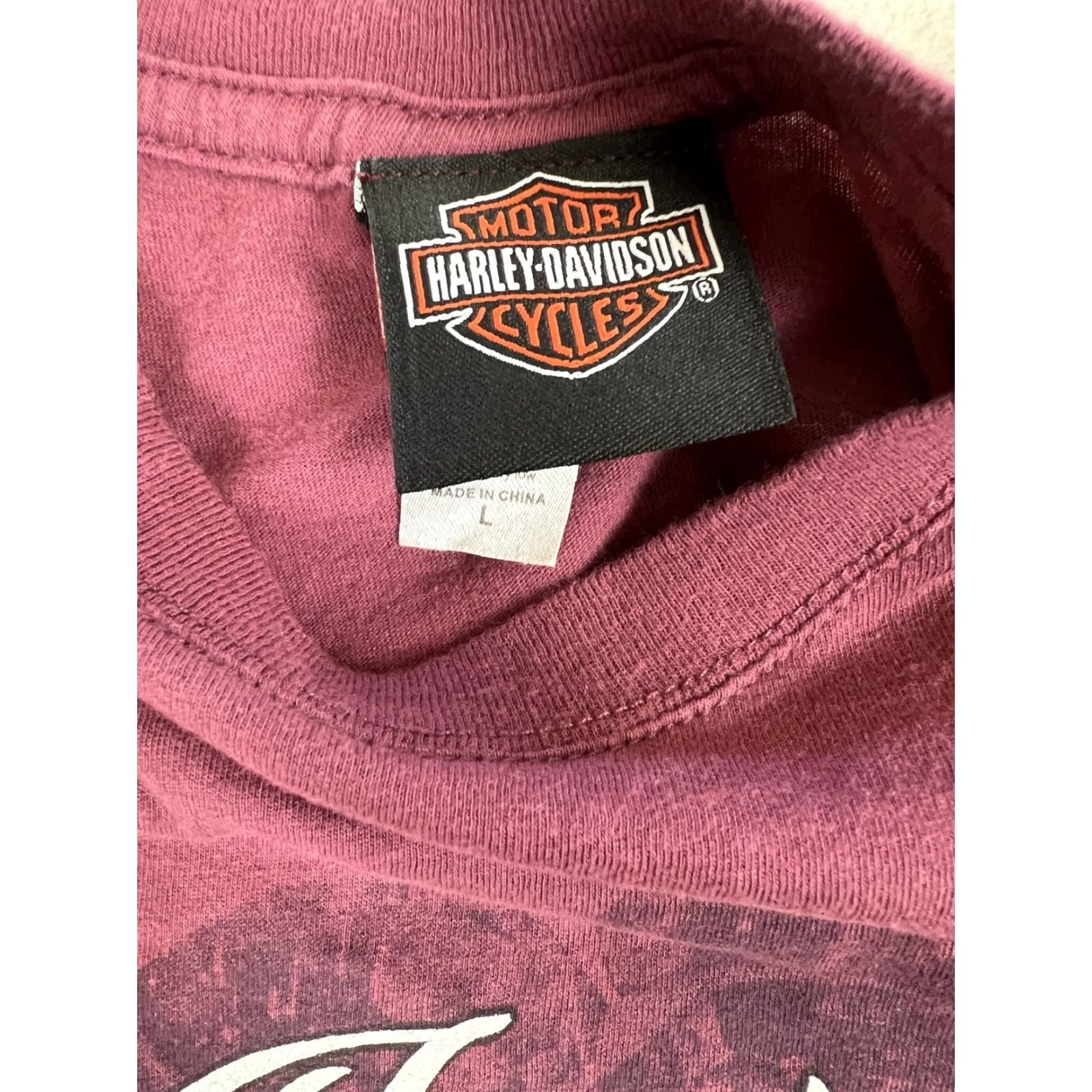 Harley Davidson VINTAGE Harley-Davidson Shirt Womens Large Burgundy Anaheim California Motorcycle Tee Size L / US 10 / IT 46 - 3 Thumbnail