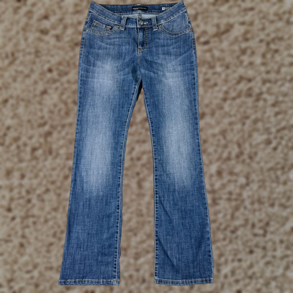 Lee Lee Jeans Women Bootcut Denim 28x32 Blue Mid Rise 8 Regular 5-Pocket Zipper Distressed Cotton Blend Cowboy Southwestern Designer N/A Size 30" / US 8 / IT 44 - 1 Thumbnail