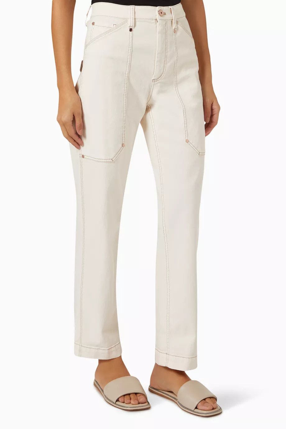 Brunello Cucinelli o1y0725 Denim Pant in Cream Size 30" / US 8 / IT 44 - 1 Thumbnail