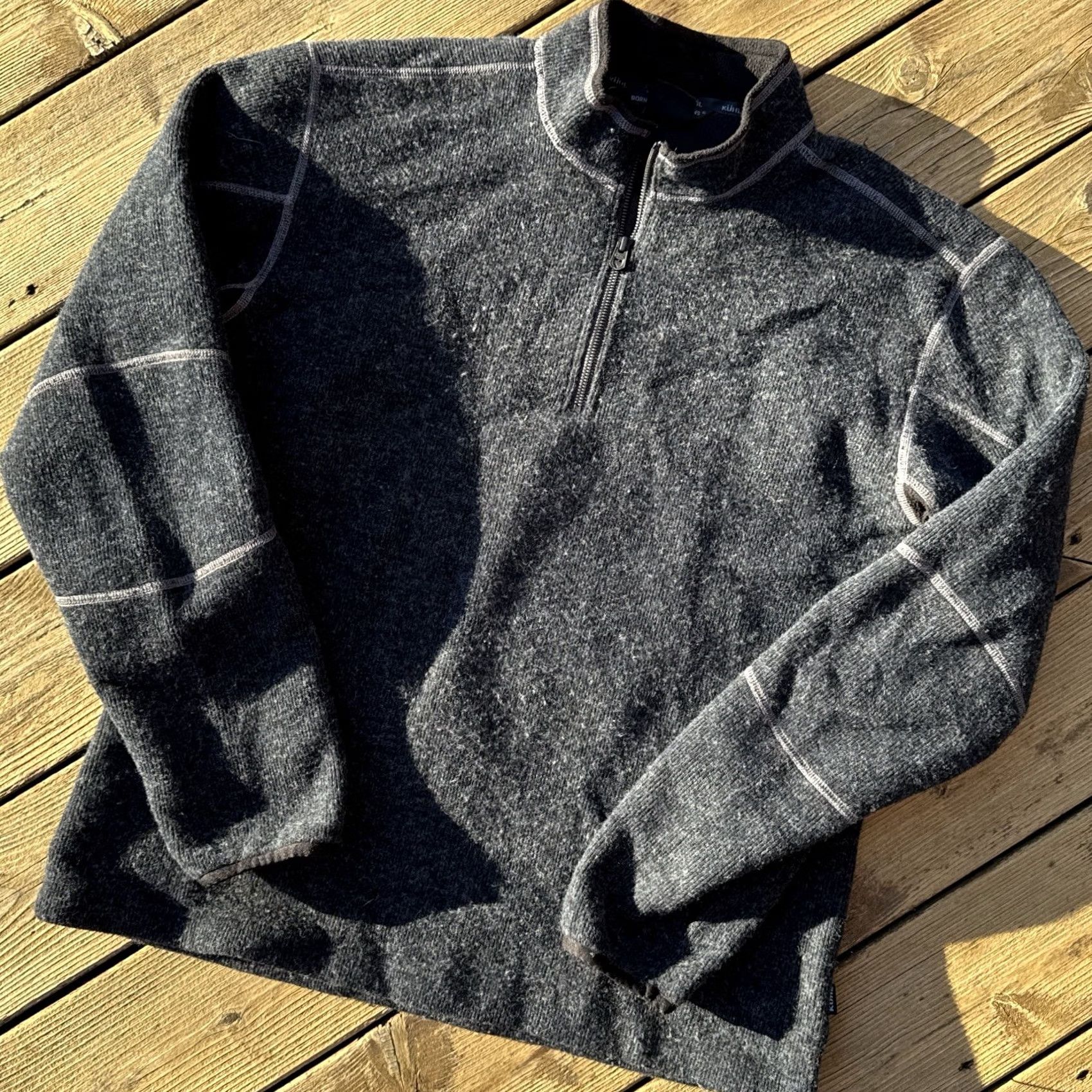 Vintage Kuhl 1/4 Zip Fleece Pullover XL ThermoKore Wool Blend Outdoor Hiking Shirt Mens Size US XL / EU 56 / 4 - 2 Thumbnail