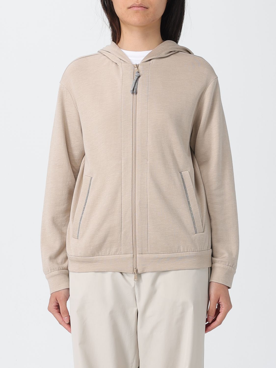Brunello Cucinelli Brunello Cucinelli Sweatshirt Woman Beige Size M / US 6-8 / IT 42-44 - 1 Thumbnail