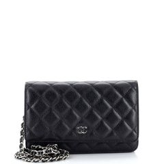 Chanel Classic Flat Wallet Pouch Quilted Caviar Gold-tone Black in
