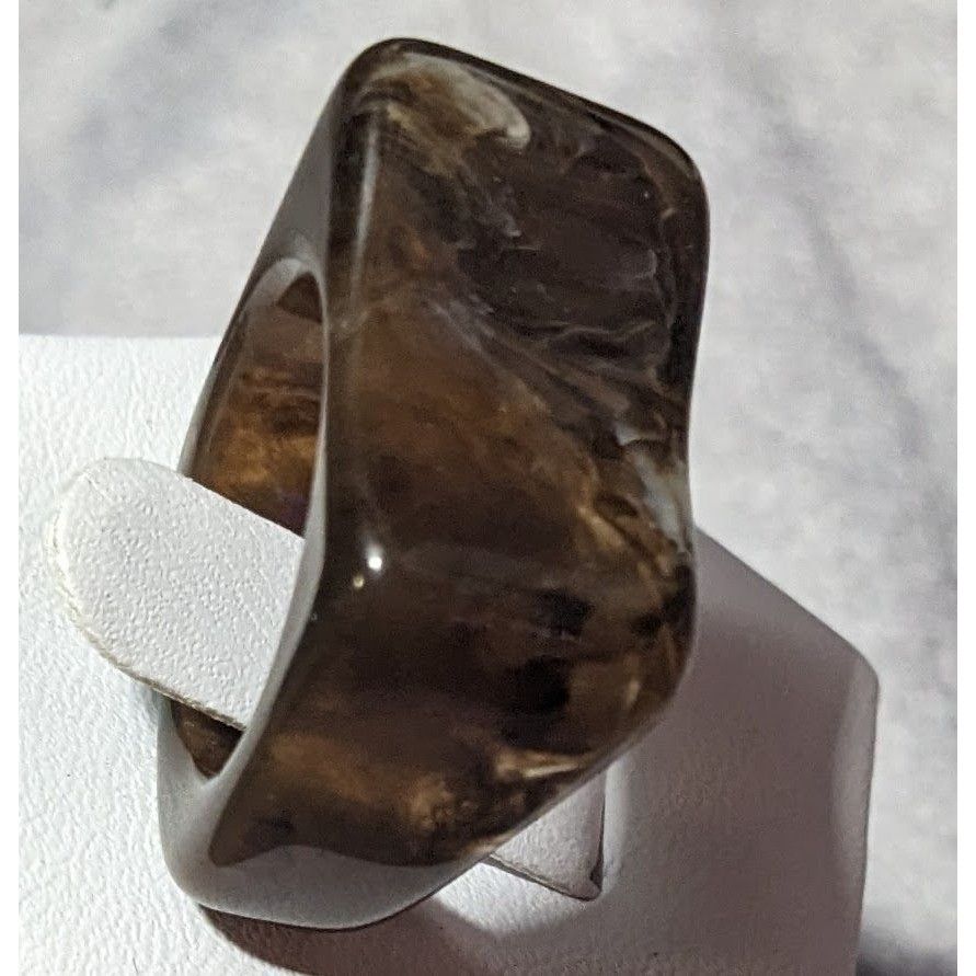 Other Dark Brown Mottled Abstract Chunky Fashion Ring Size 7 Size ONE SIZE - 4 Thumbnail