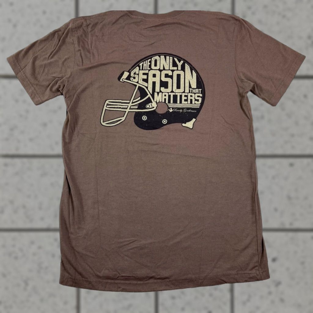 Vintage Rowdy Gentleman T-Shirt Brown Mens Medium Pocket Tee Short Sleeve Graphic Print Football Theme Modern Tee Regular Fit Size US M / EU 48-50 / 2 - 1 Thumbnail