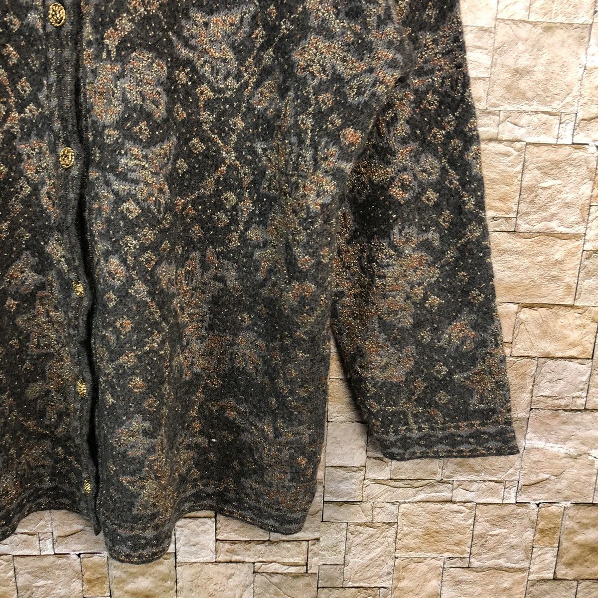 Homespun Knitwear × Japanese Brand Ronflix Brown Patterned Cardigan #A926 Size L / US 10 / IT 46 - 8 Thumbnail