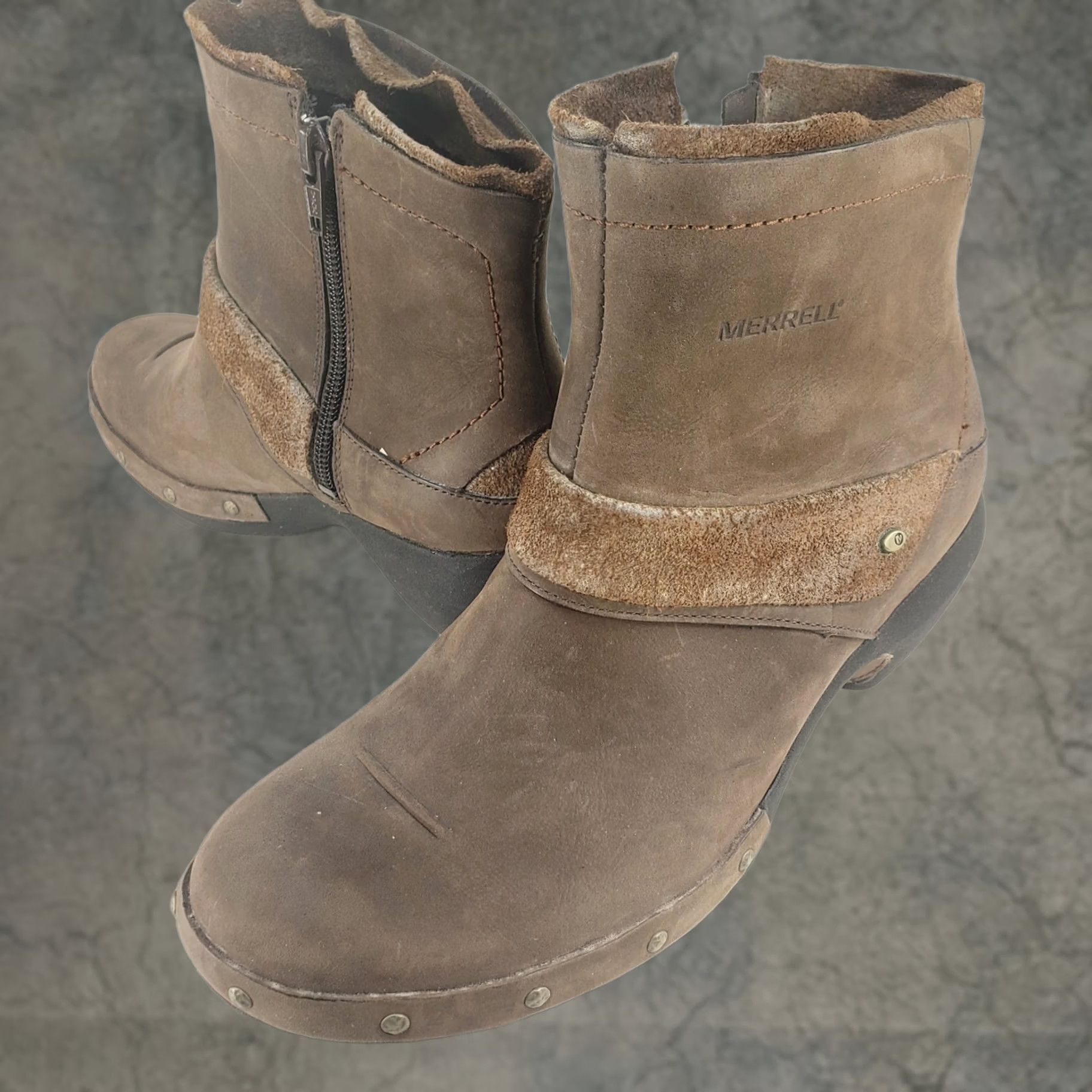 Merrell Merrell Luxe Mid Bitter Chocolate Ankle Boots Women's 7.5 Brown Leather Zip Studded Platform Block Heel Casual Fall Winter Size US 8 / IT 38 - 1 Thumbnail