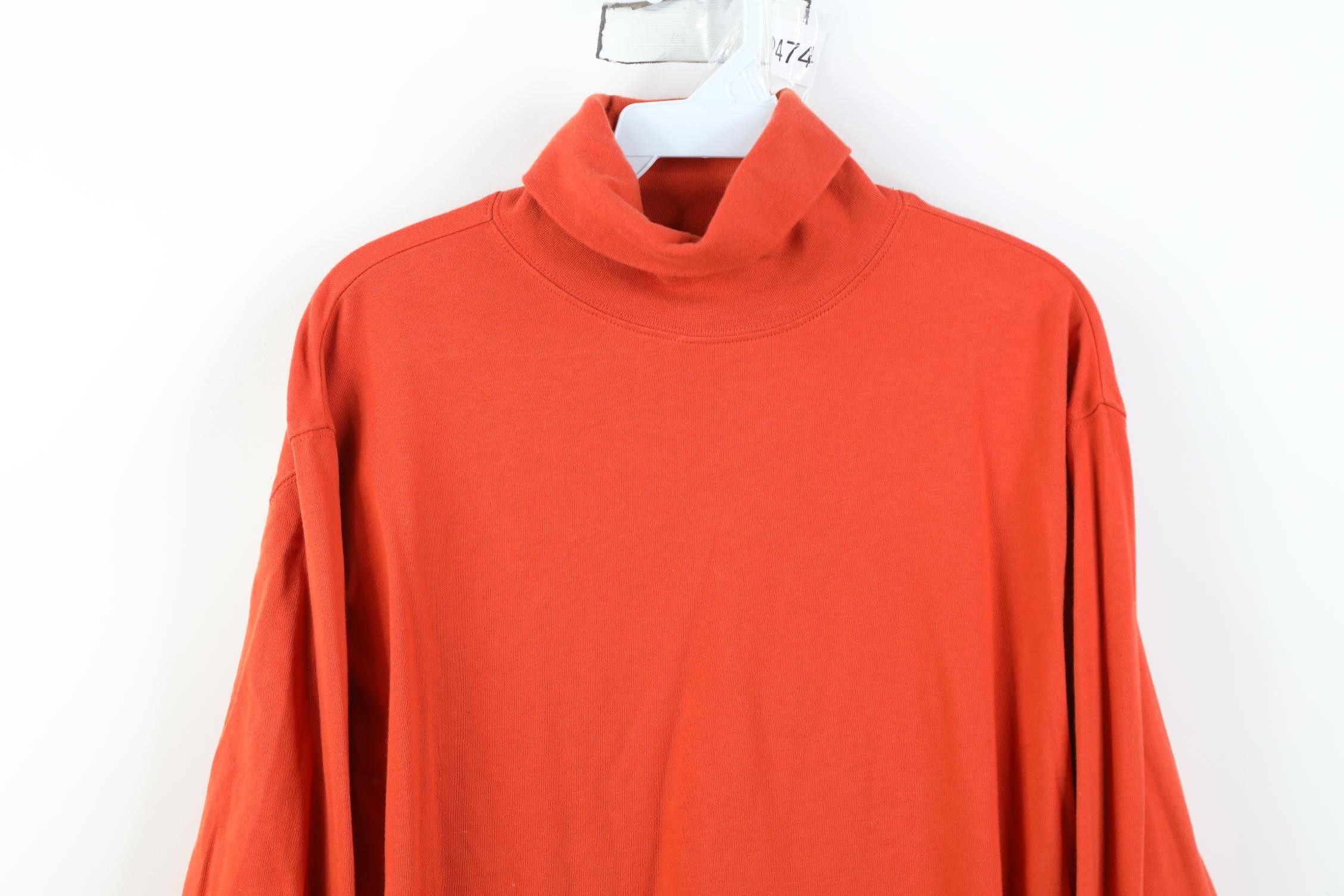 Vintage Vintage 90s Streetwear Cotton Knit Turtleneck T-Shirt Orange Size US L / EU 52-54 / 3 - 2 Thumbnail