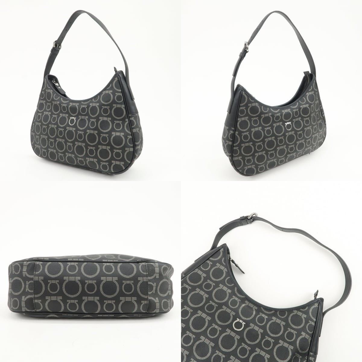 Salvatore Ferragamo Ferragamo Gancini PVC Leather Shoulder Bag Black Size ONE SIZE - 3 Thumbnail