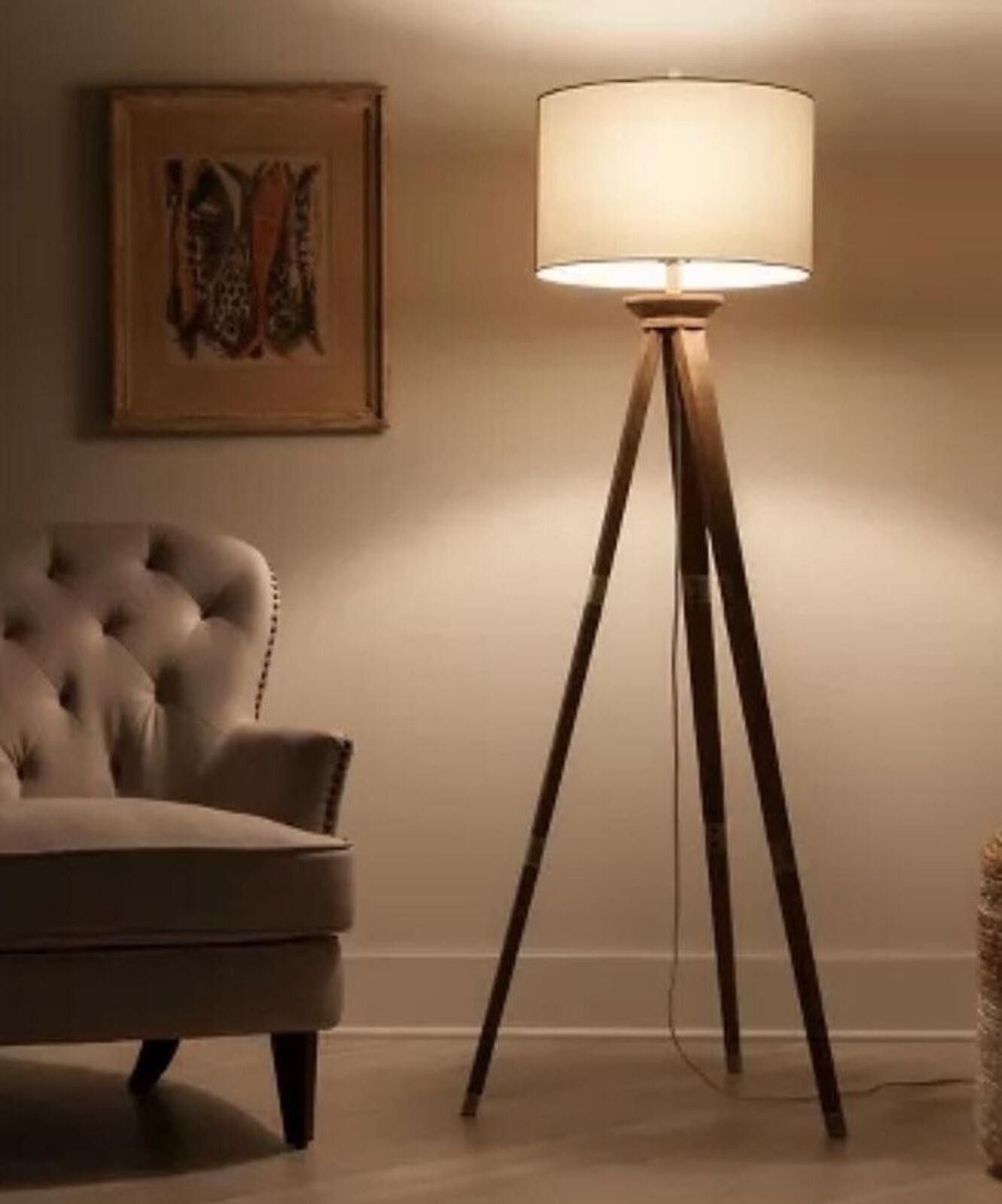 Other NEW ! 60"x16" Tripod Floor Lamp Oak Tone Wooden - Threshold™ Size ONE SIZE - 3 Thumbnail