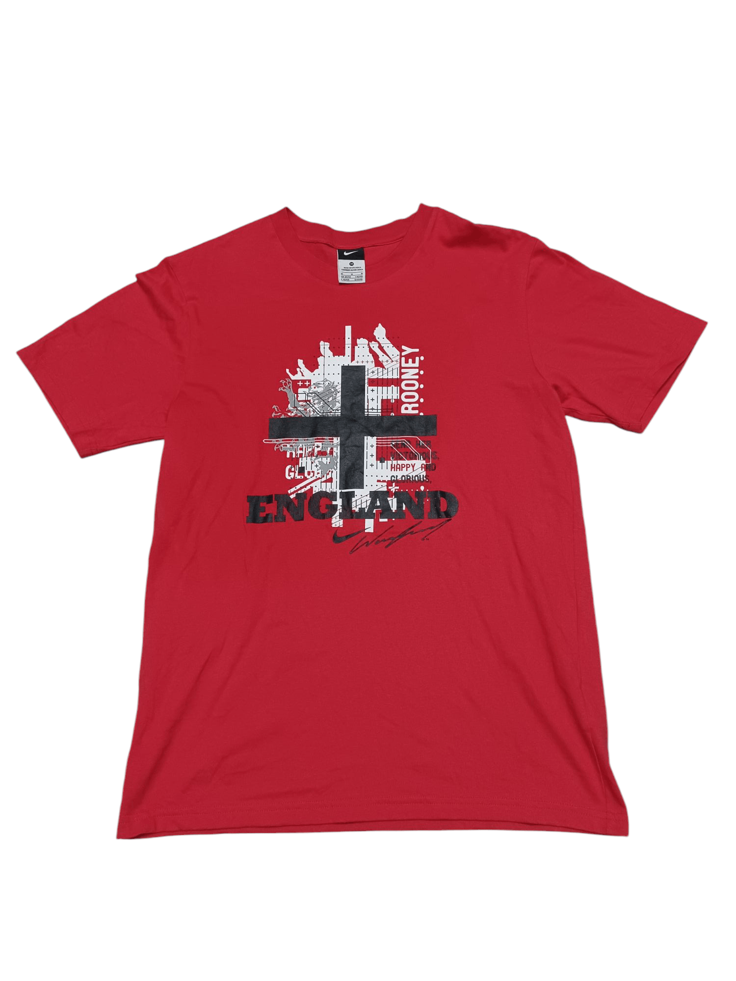 Nike #9 ROONEY NIKE ENGLAND BIGLOGO VINTAGE SOCCER TEE Size US M / EU 48-50 / 2 - 1 Thumbnail