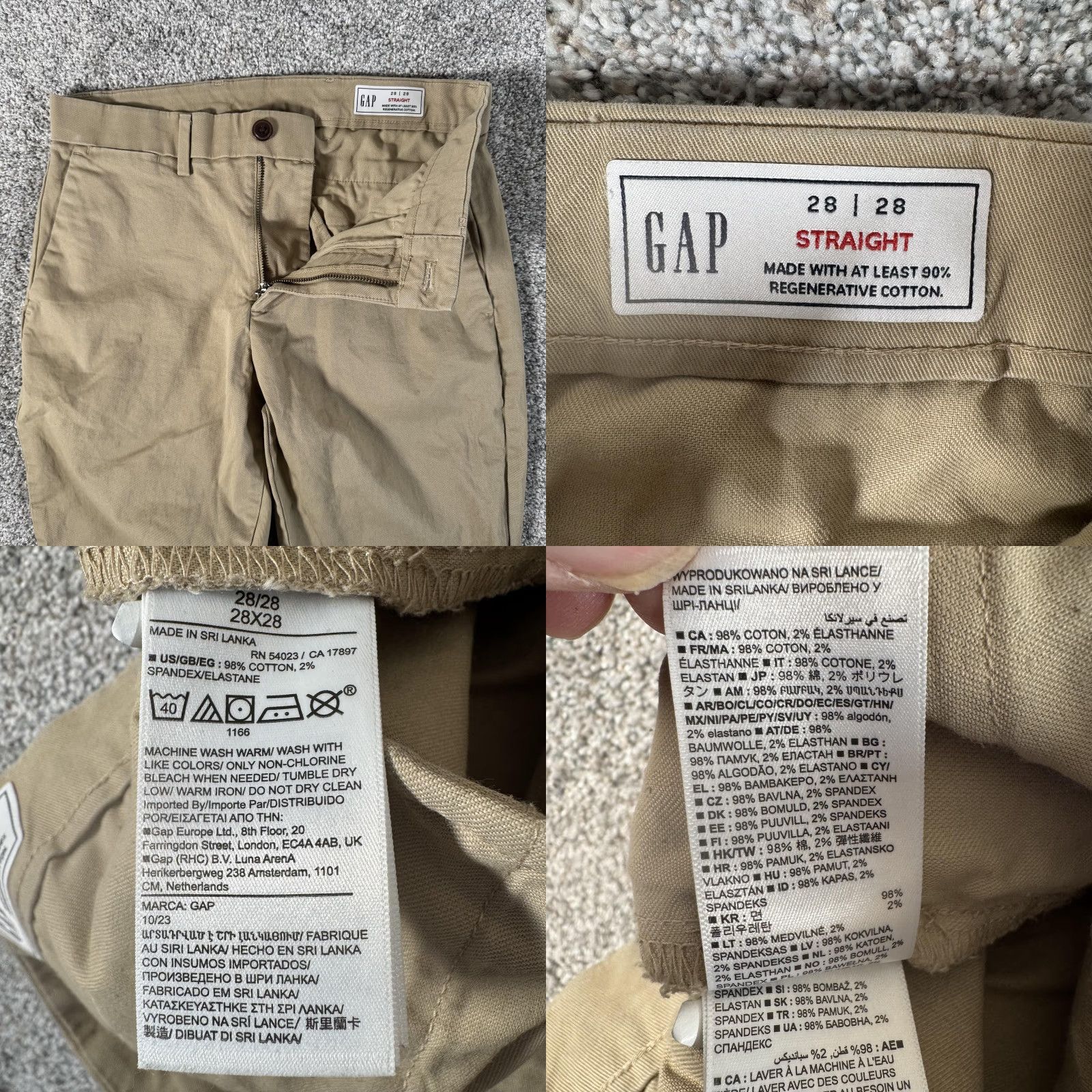 Gap Gap Pants Khaki 28x27.5 Straight Performance Chino Flat Front Regular Mens 28 Inseam 28in Cotton Spandex Stretch Flat Front Pockets Beige Beige Size US 28 / EU 44 - 8 Thumbnail