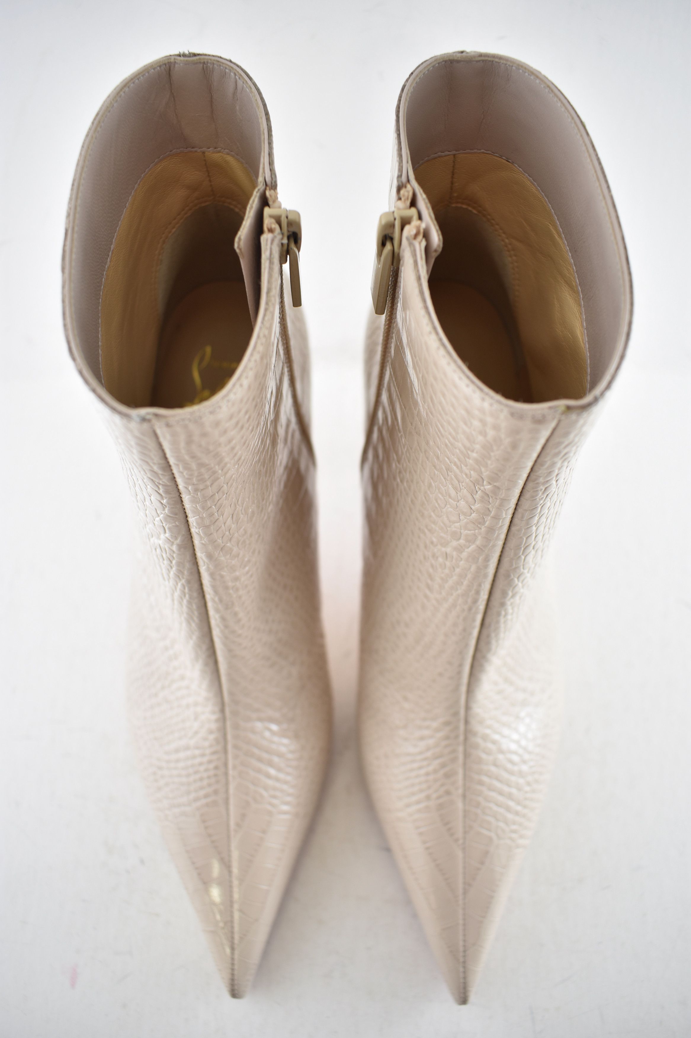 Christian Louboutin Miss Z Booty 80 Pearl Beige Croc Short Ankle Heel Boot 40 Size US 10 / IT 40 - 14 Thumbnail