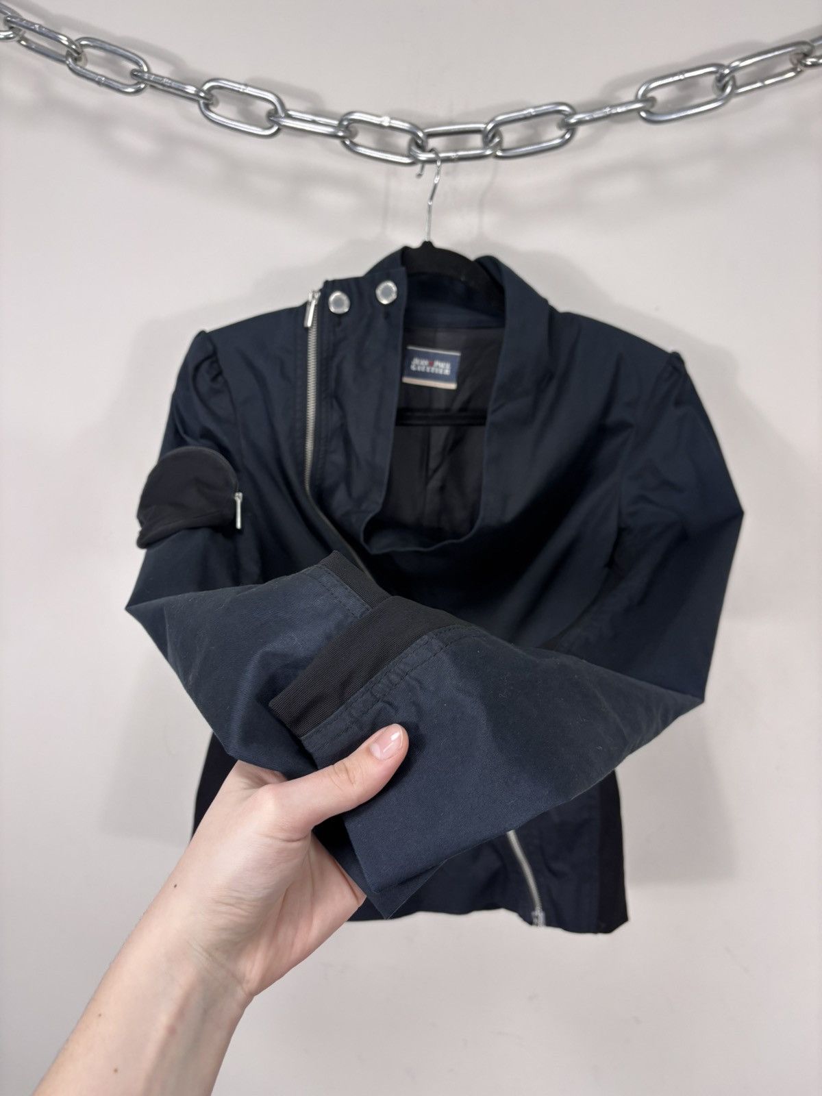 Jean Paul Gaultier Jean Paul Gaultier Women’s Navy/Black Asymmetrical Jacket Size L / US 10 / IT 46 - 8 Thumbnail