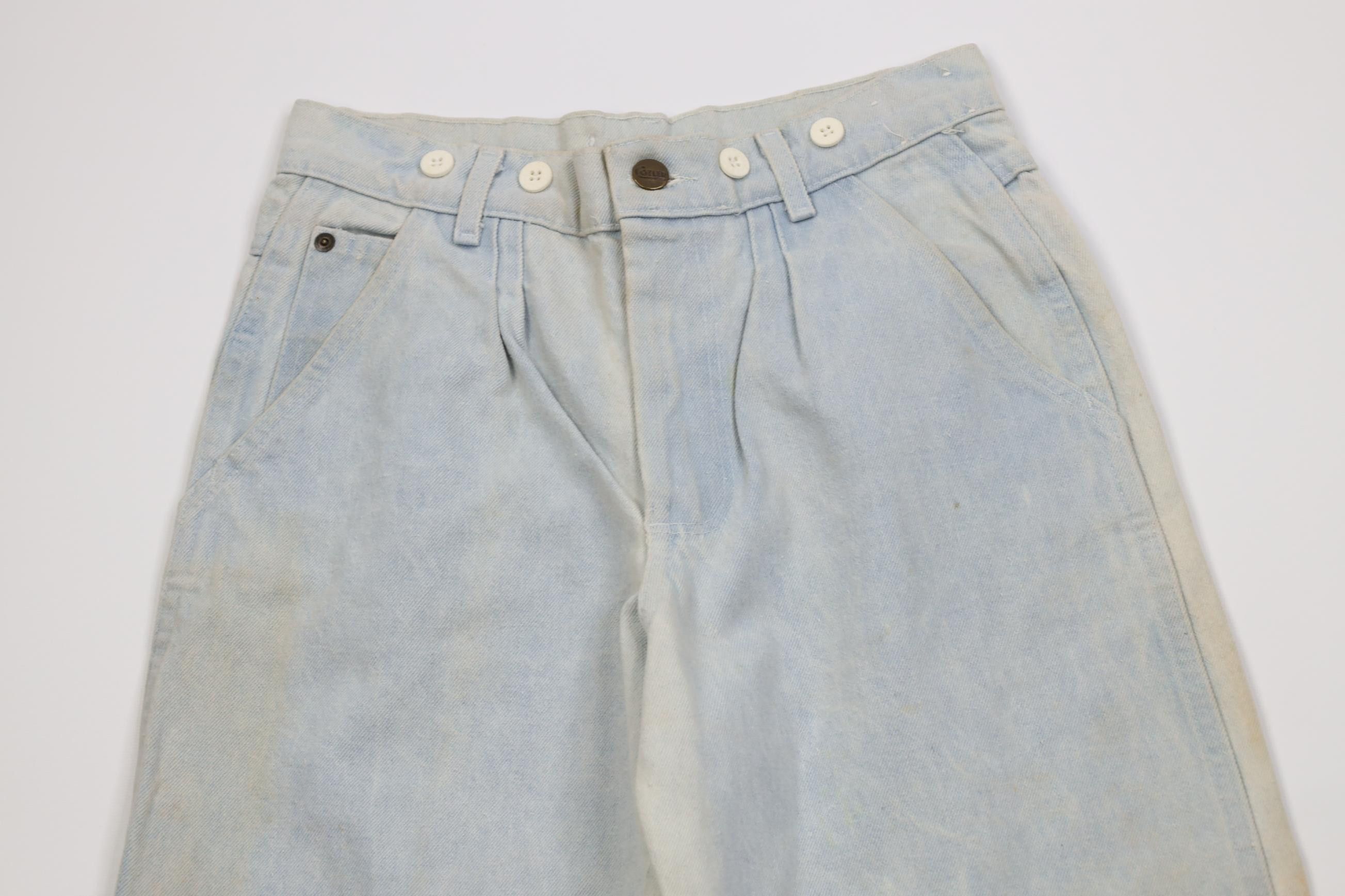Vintage Vintage 70s Streetwear Pleated Straight Leg Denim Jeans USA Size 29" - 2 Thumbnail