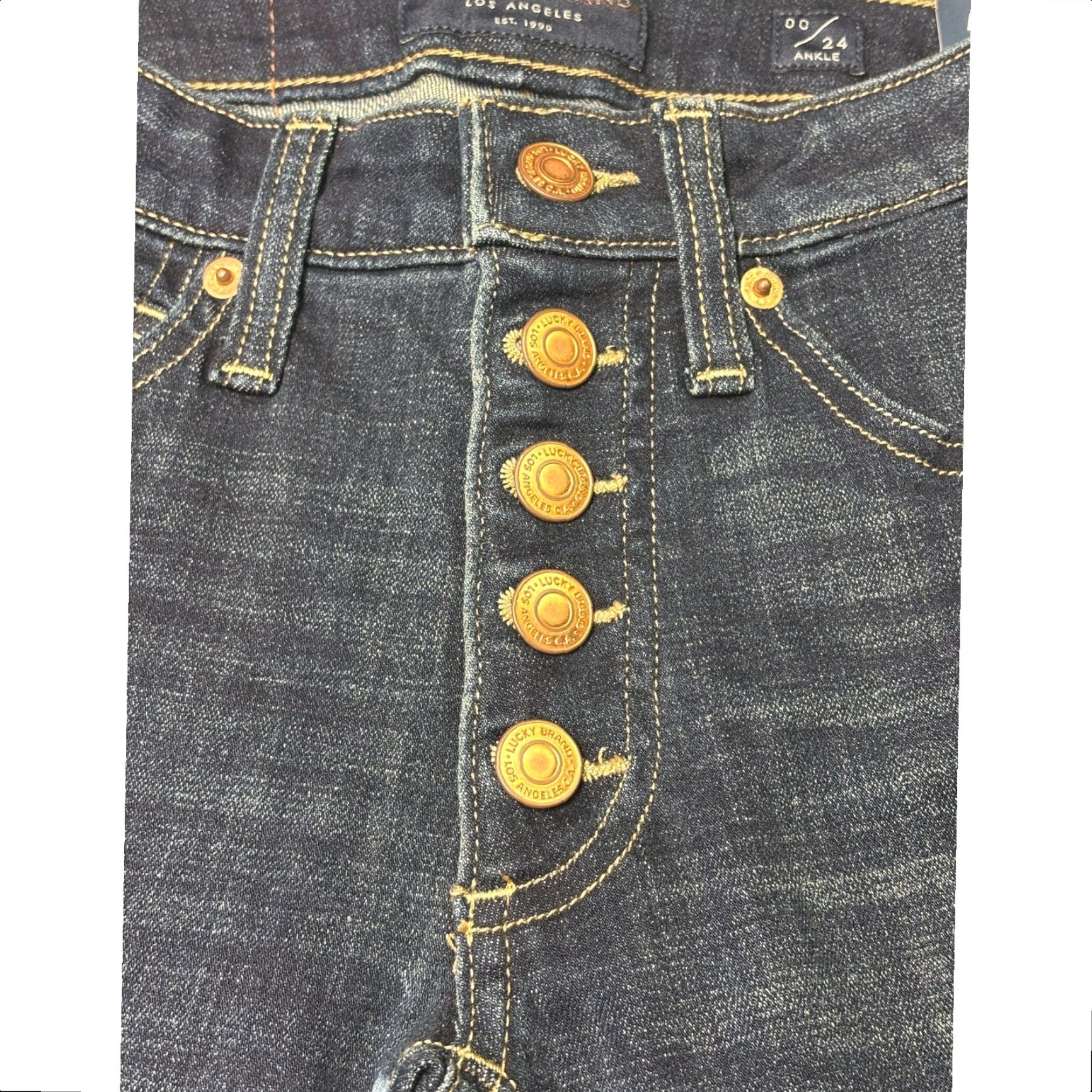 Lucky Brand Lucky Brand Ava Mid Rise Skinny Jeans Dark Wash Womens 00/24 L27 Jeans Beige? (Note: final text removed; please replace with final). Size 42" / US 20 - 3 Thumbnail