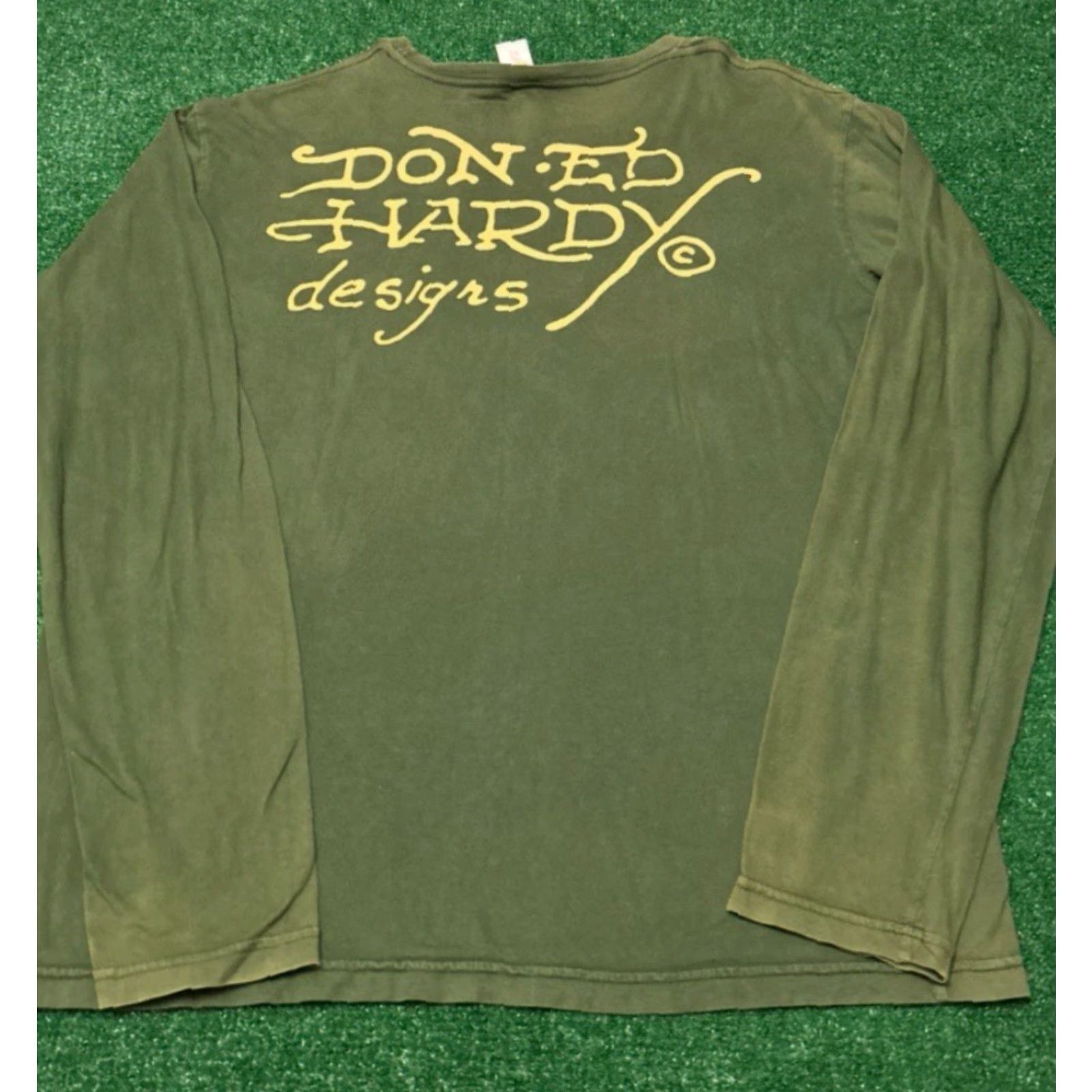 Ed Hardy VINTAGE Ed Hardy Skull Tattoo Long Sleeve Shirt Mens XL Green Grunge 90s 1990s Y2K Punk Tattoo Shirt Mens XL Size US XL / EU 56 / 4 - 2 Thumbnail