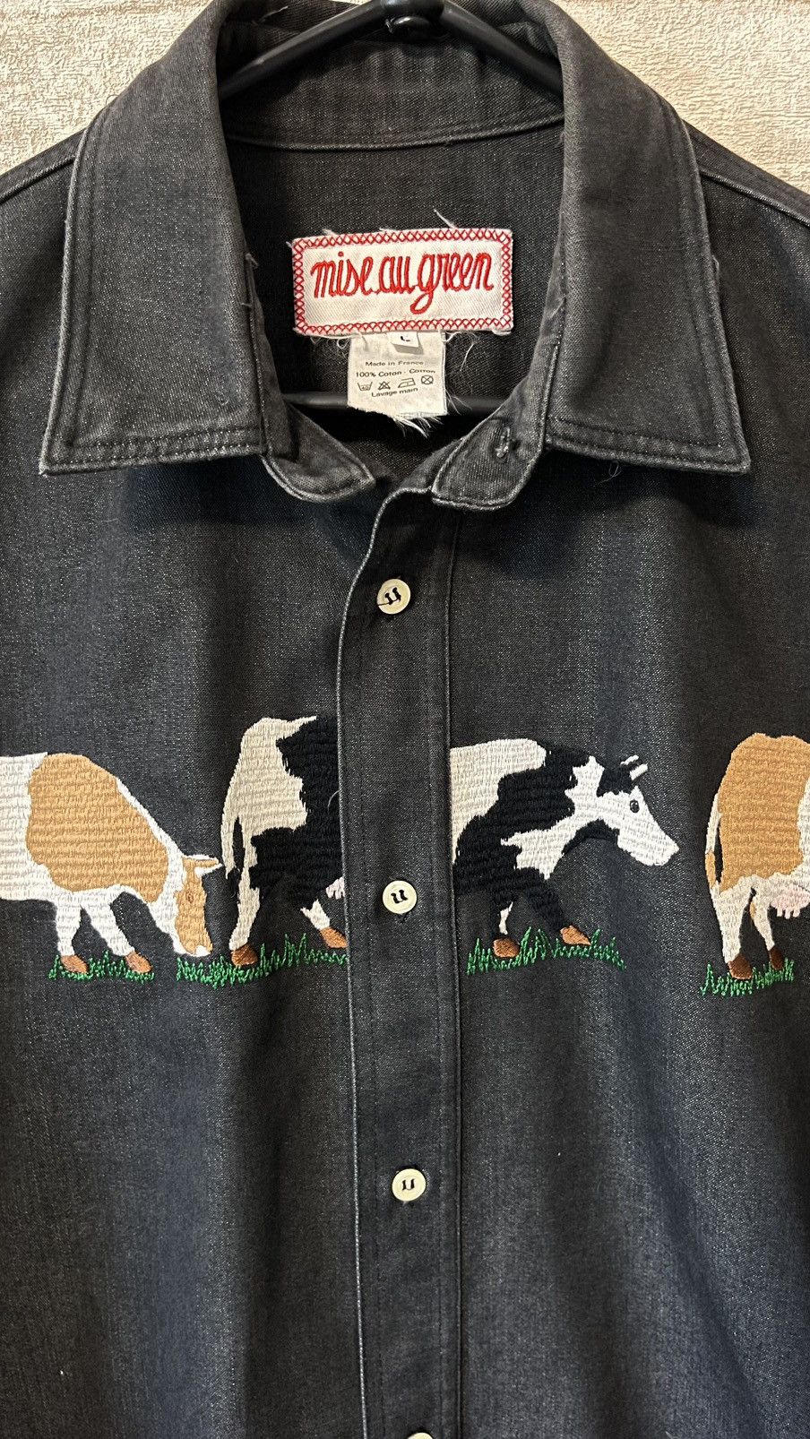 If Six Was Nine × Vintage 🇫🇷Archive 1990s Mise au Green Cow Made in France Shirt Size US L / EU 52-54 / 3 - 10 Thumbnail