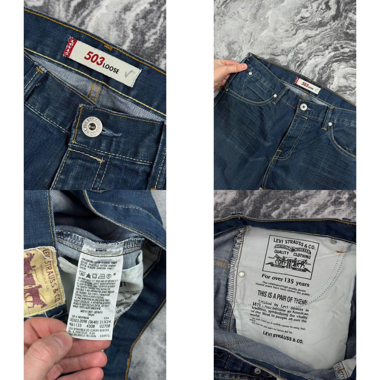 Levi's VINTAGE Levis 503 Jeans Loose Cinch Blue Men Size L 34 Size US 33 - 8 Thumbnail