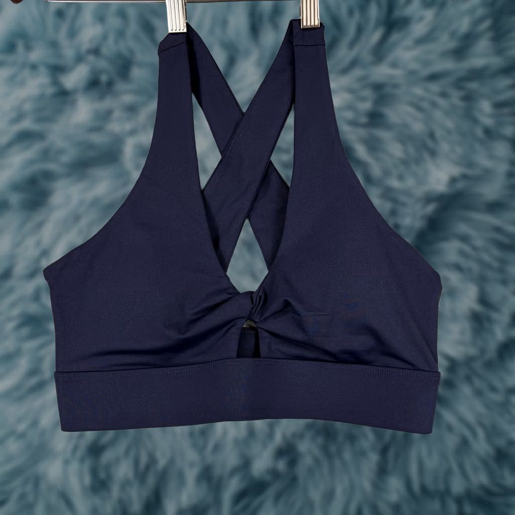 Fabletics Fabletics Oasis Twist-Front Womens Navy Sports Bra Size Medium Size ONE SIZE - 1 Thumbnail