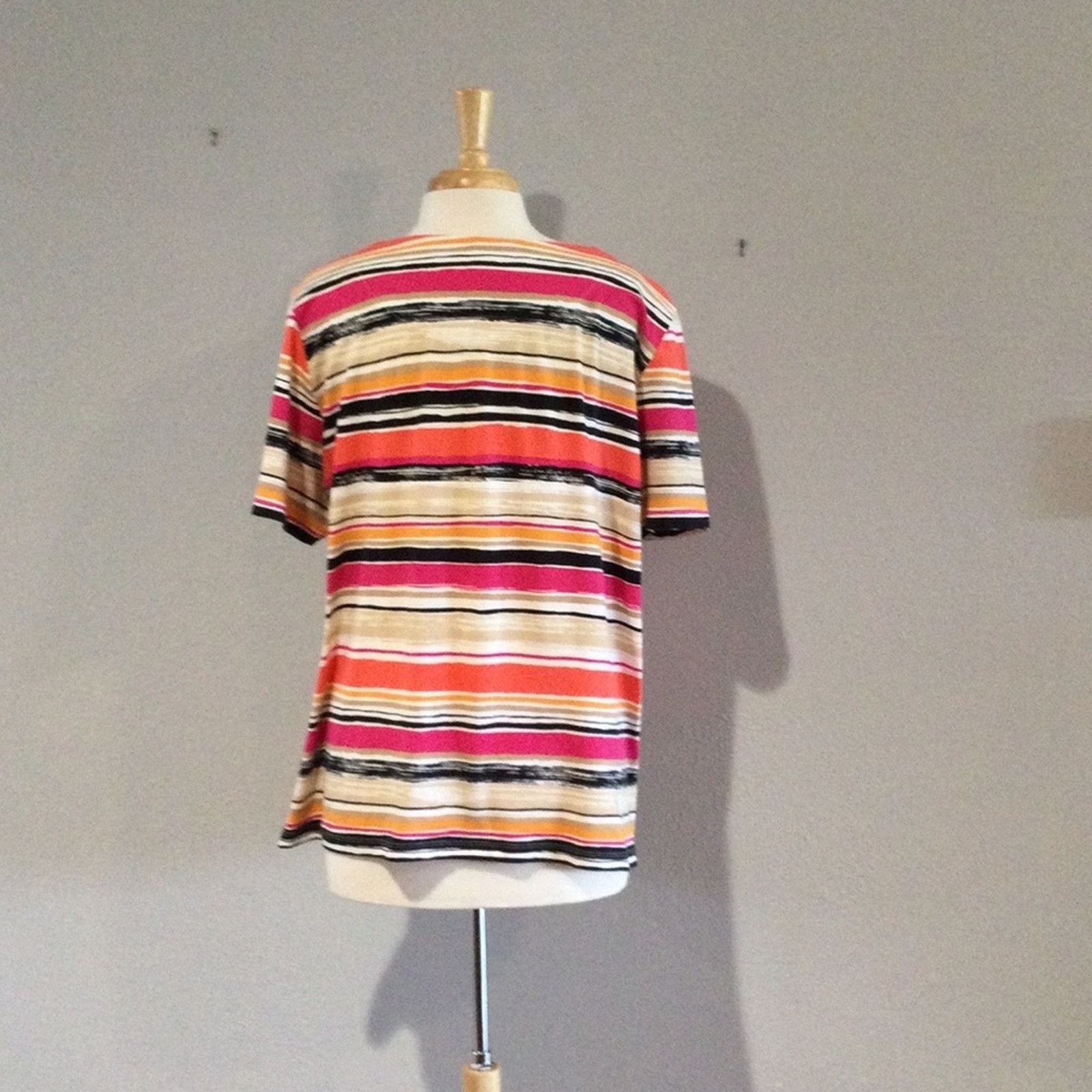 Other Alfred Dunner Multicolor Stripe Stud Trim T-Shirt Size XL Size XL / US 12-14 / IT 48-50 - 8 Thumbnail