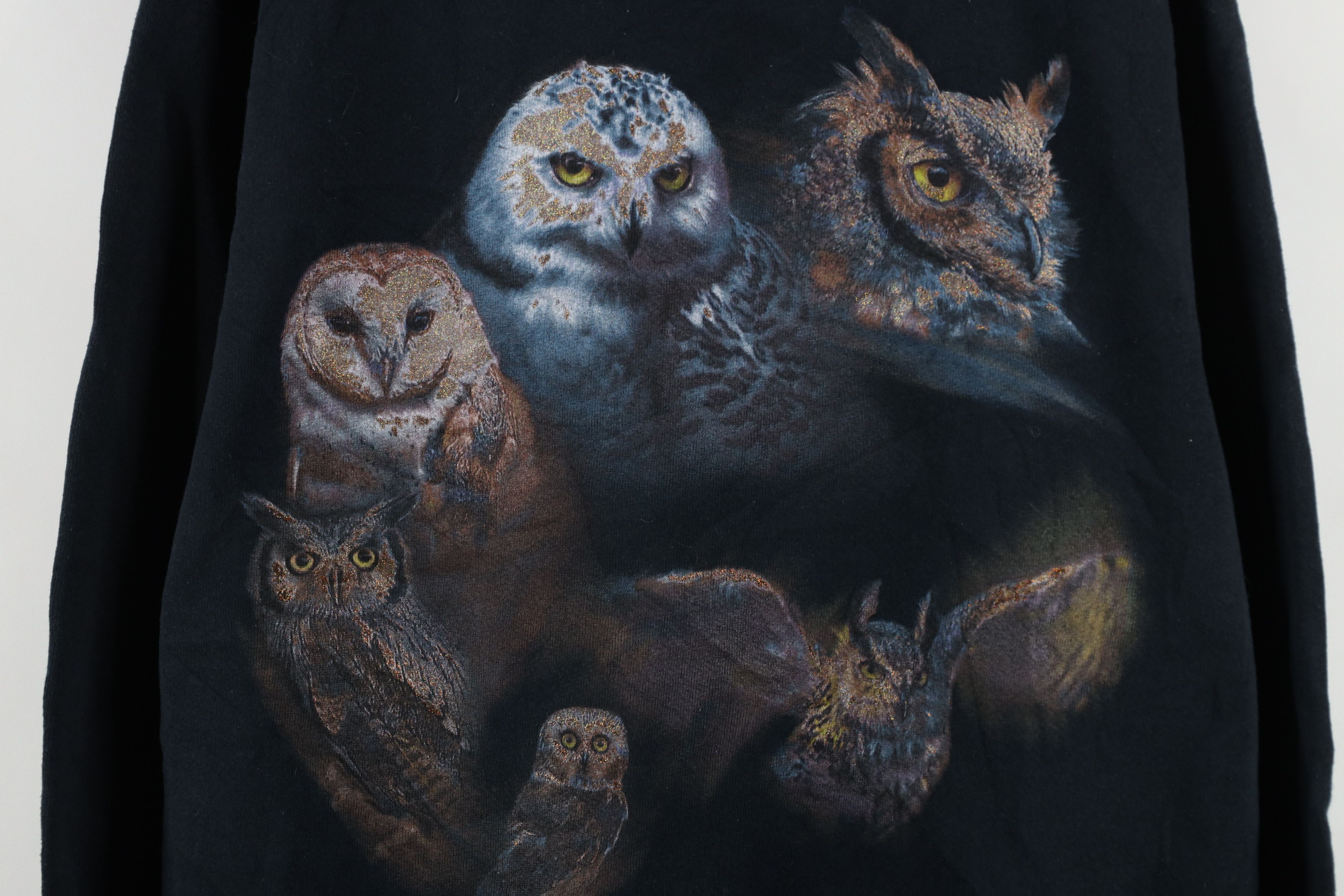 Vintage Vintage 90s Streetwear Owl Crewneck Sweatshirt Black Size US L / EU 52-54 / 3 - 4 Thumbnail