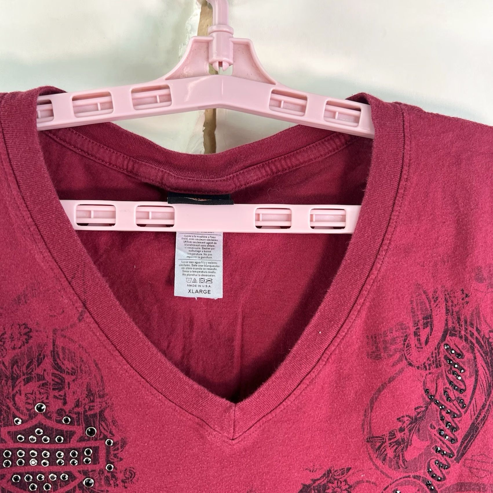 Harley Davidson Harley-Davidson Cookeville TN T-Shirt Womens XL Red Beaded V-Neck USA Biker Classic Size XL / US 12-14 / IT 48-50 - 4 Thumbnail