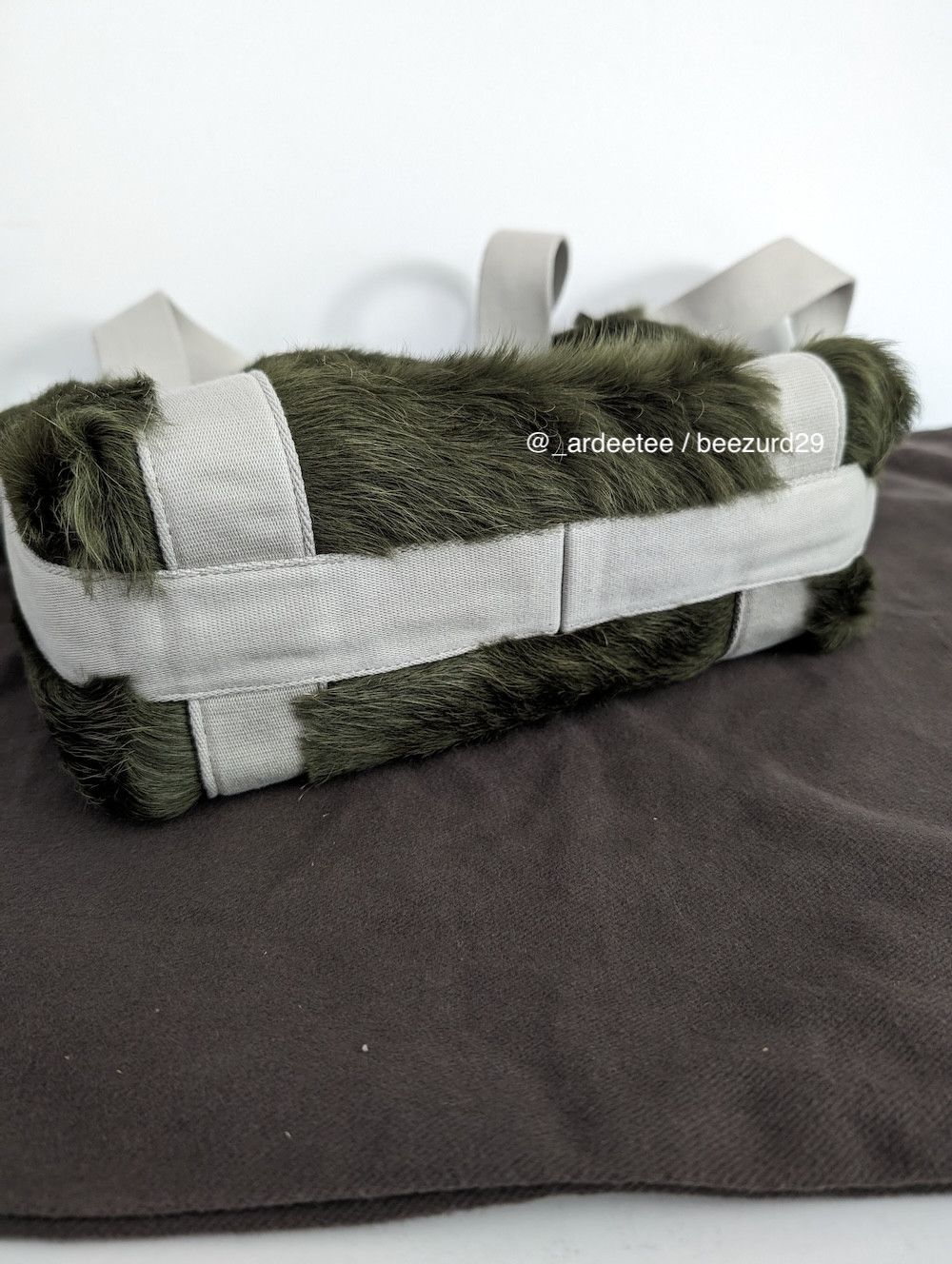 Rick Owens 💥UNRELEASED CALF HAIR FUR MINI TROLLEY TOTE BAG GREEN Size ONE SIZE - 8 Thumbnail