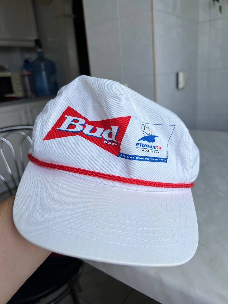 Sports Specialties Vintage 90s BUD France 98 World Cup White Cap Hat Y2K Size ONE SIZE - 8 Thumbnail
