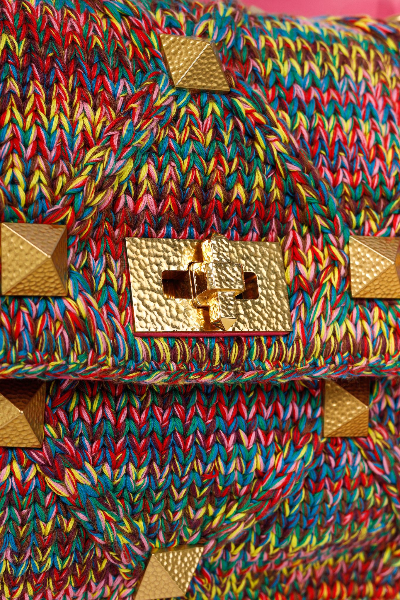 Valentino Valentino Garavani Roman Stud Crochet Shoulder Bag Size ONE SIZE - 11 Thumbnail