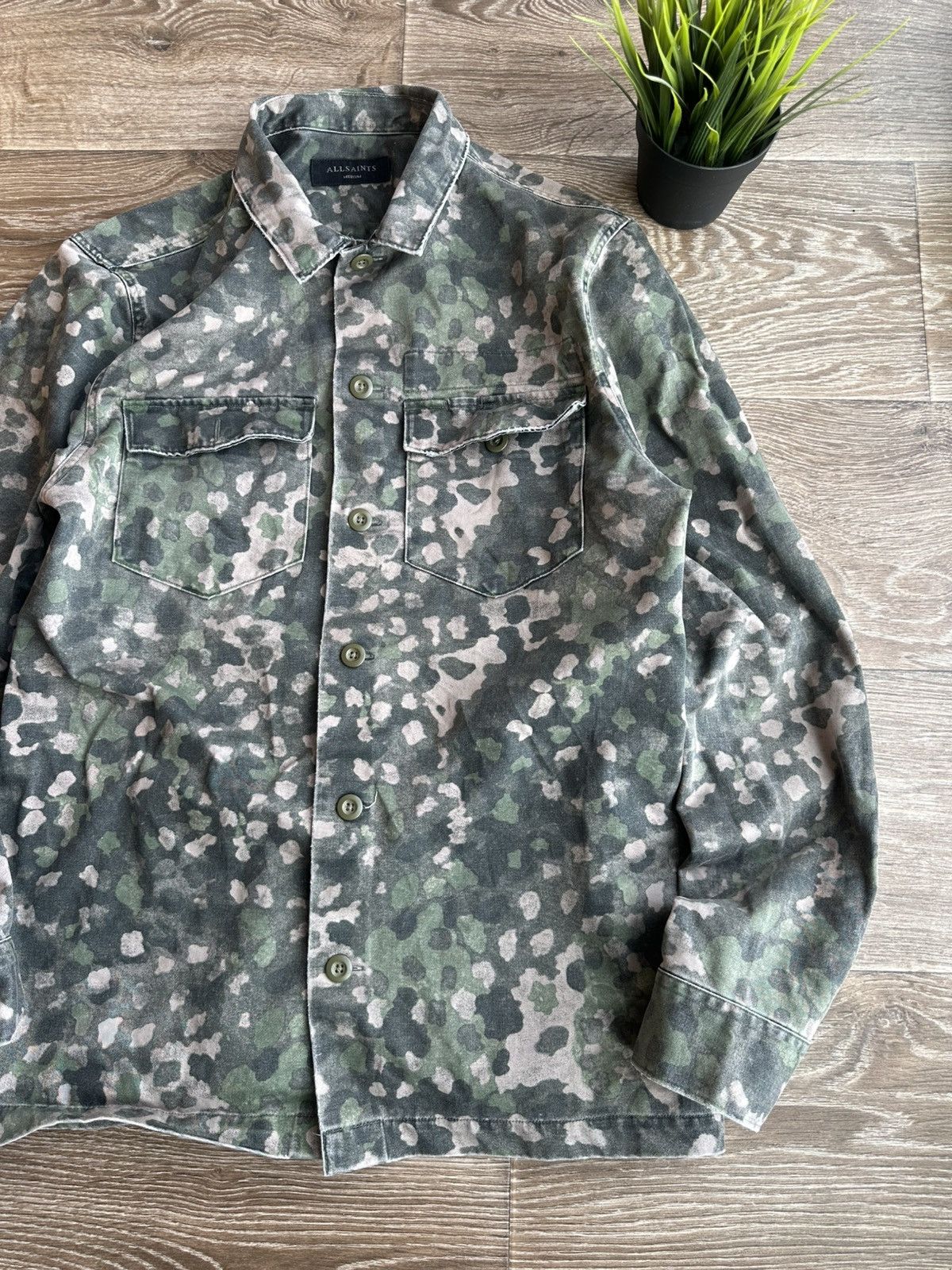 Allsaints 🔥 Allsaints Fassett Camo Overshirt Button Up Shirt Army Size US M / EU 48-50 / 2 - 2 Thumbnail