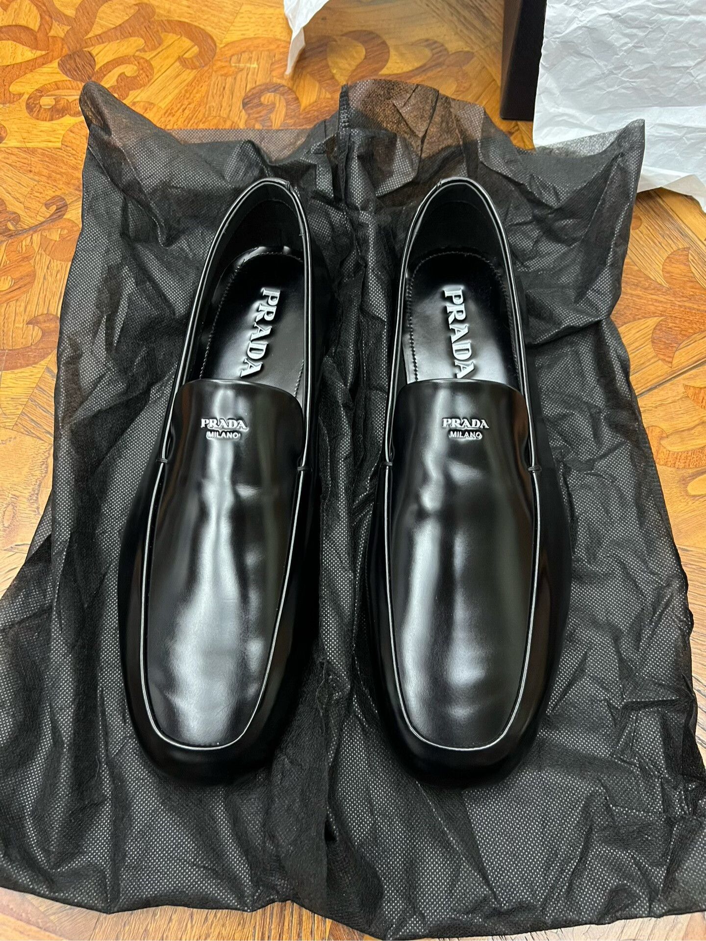 ヨ*ピ様 90s prada square loafer Prada × Vintage Vintage Prada Loafers 90s Square Toe Moc Leather