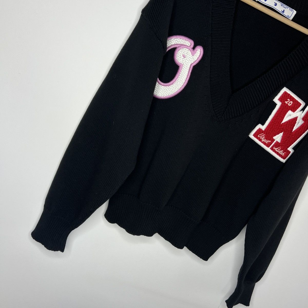 Off-White Off White Black Boxy Sweater Jumper Knitwear Embroidered Size M / US 6-8 / IT 42-44 - 3 Thumbnail