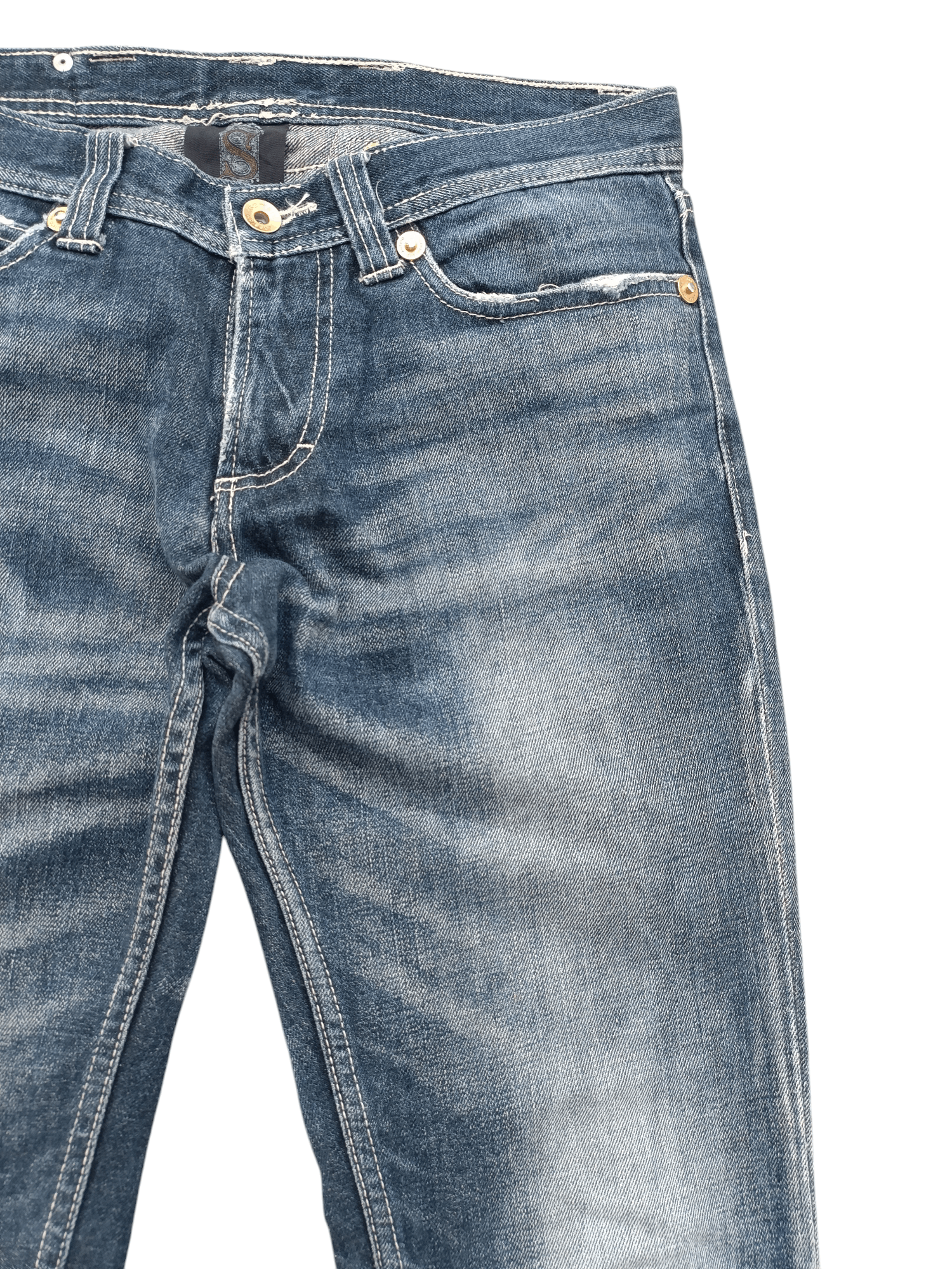If Six Was Nine SEMANTIC DESIGN Japan Skinny Whiskers Faded Denim Size US 30 / EU 46 - 3 Thumbnail