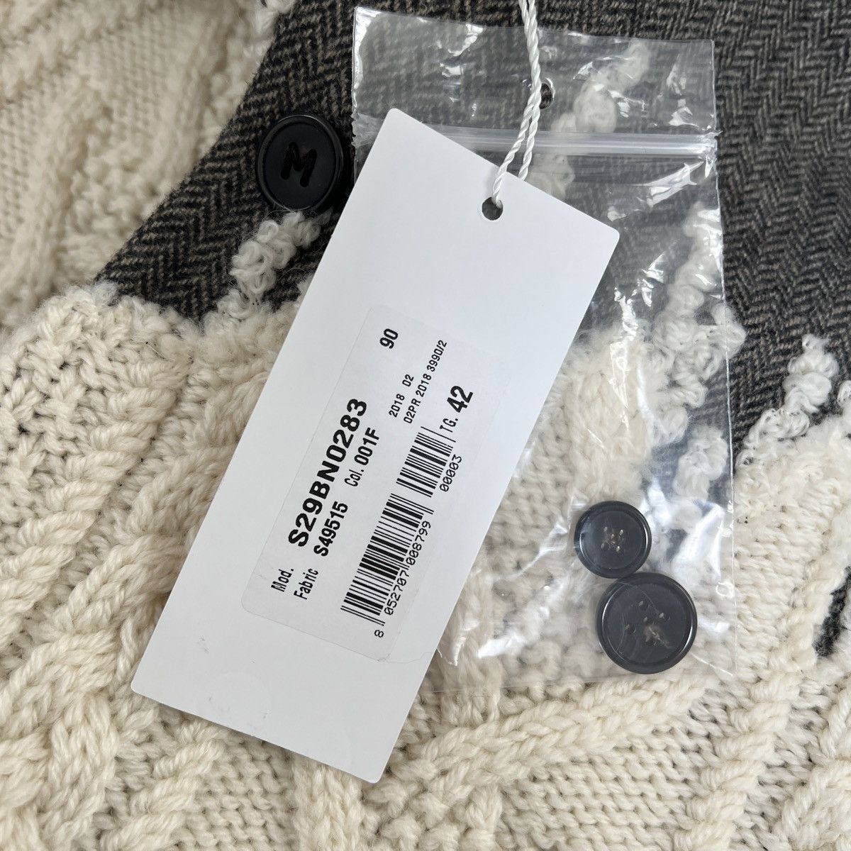 Maison Margiela Two-Tone Herringbone Degrade Wool Knit Jacket Size 42L - 7 Thumbnail