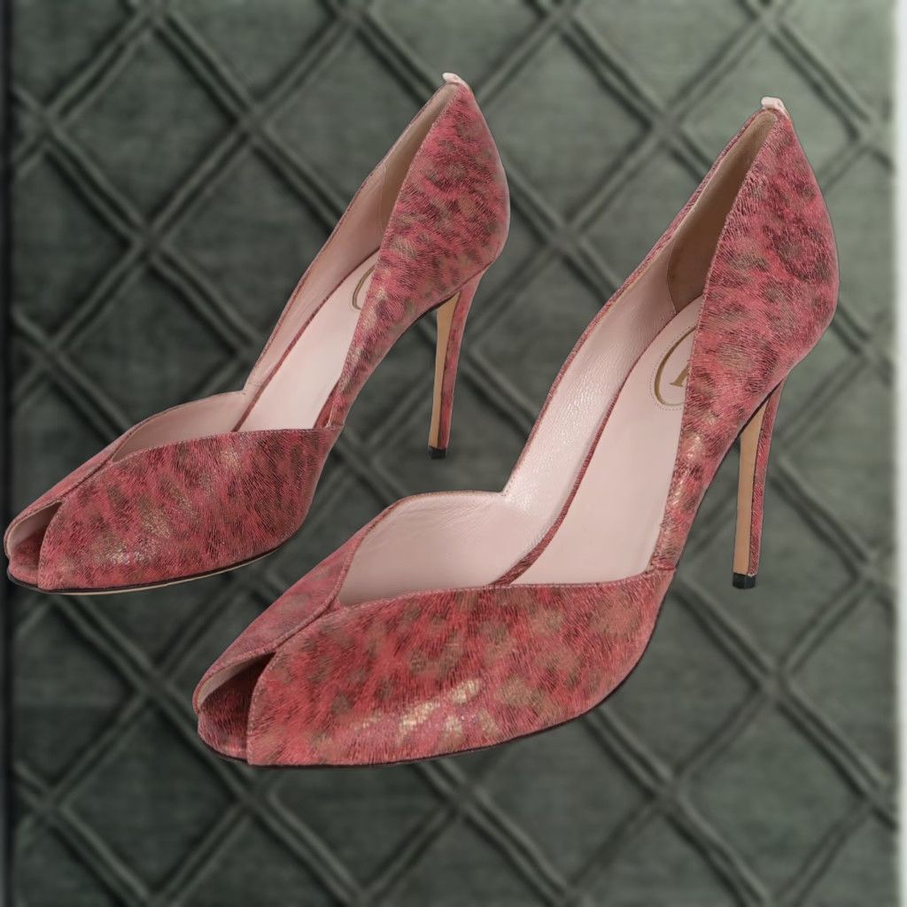 Vintage Sjp Pumps Heel Shoes Naomi Womens 12 42 New Leather Red Brown Stiletto Peep Toe Party