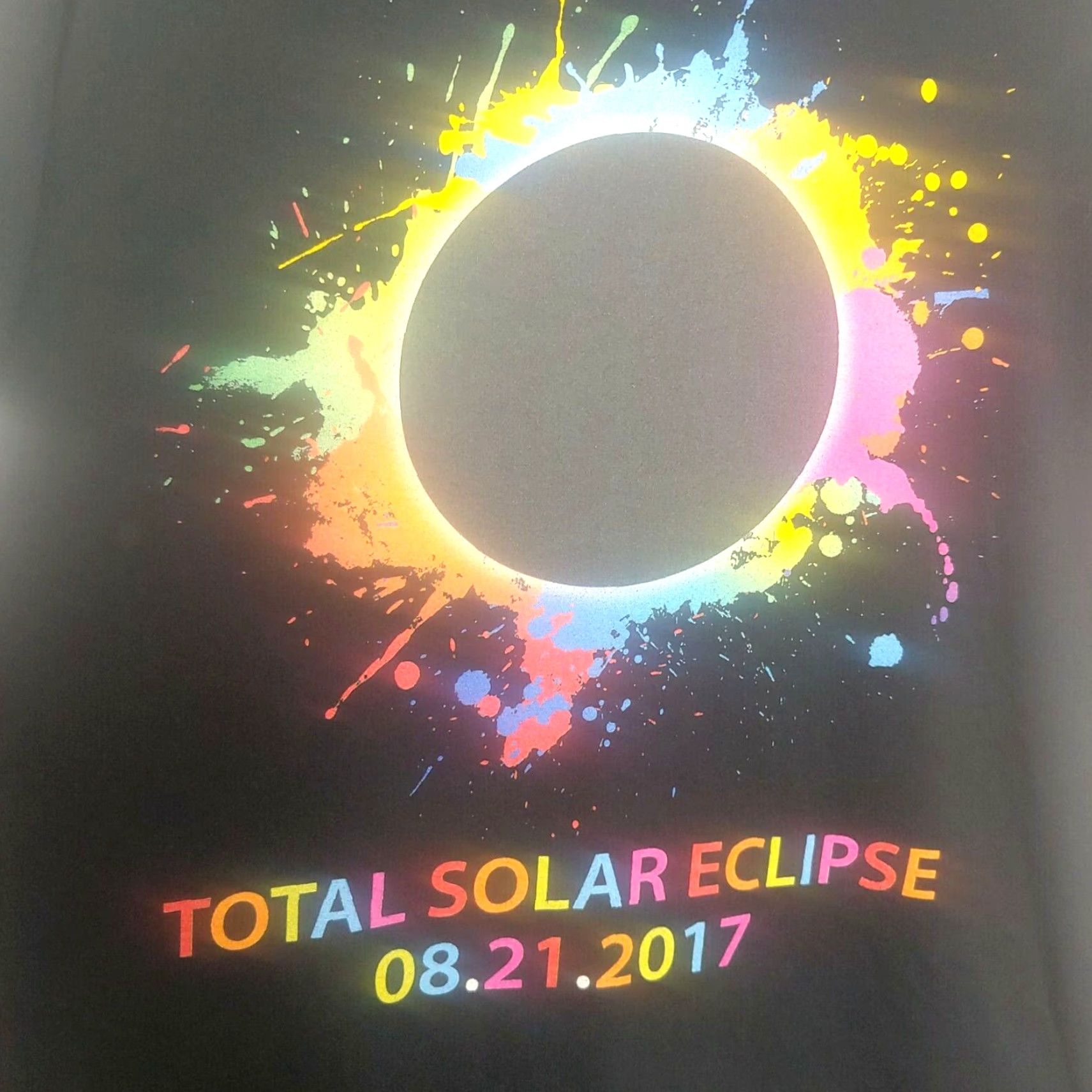 Rainbow Total Solar Eclipse Shirt L Black Rainbow Sun Moon 2017 Event Science STEM Mens T-Shirt Crew Neck Short Sleeve Graphic Print Size US L / EU 52-54 / 3 - 2 Thumbnail